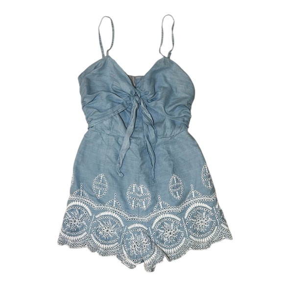 Lovers + Friends Bello Romper Sz S - Light Wash Blue from Revolve - Picture 2 of 8